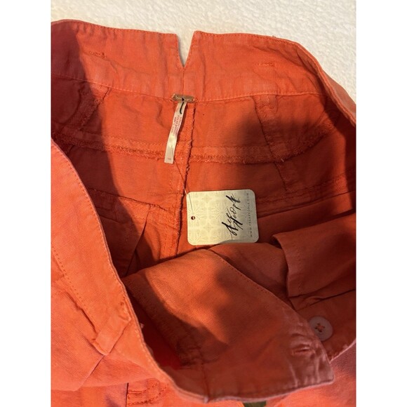 Free People Sweet Talk Wide Leg Crop Chino Pants Womens Sz 10 Sun Faded Orange - Picture 5 of 7